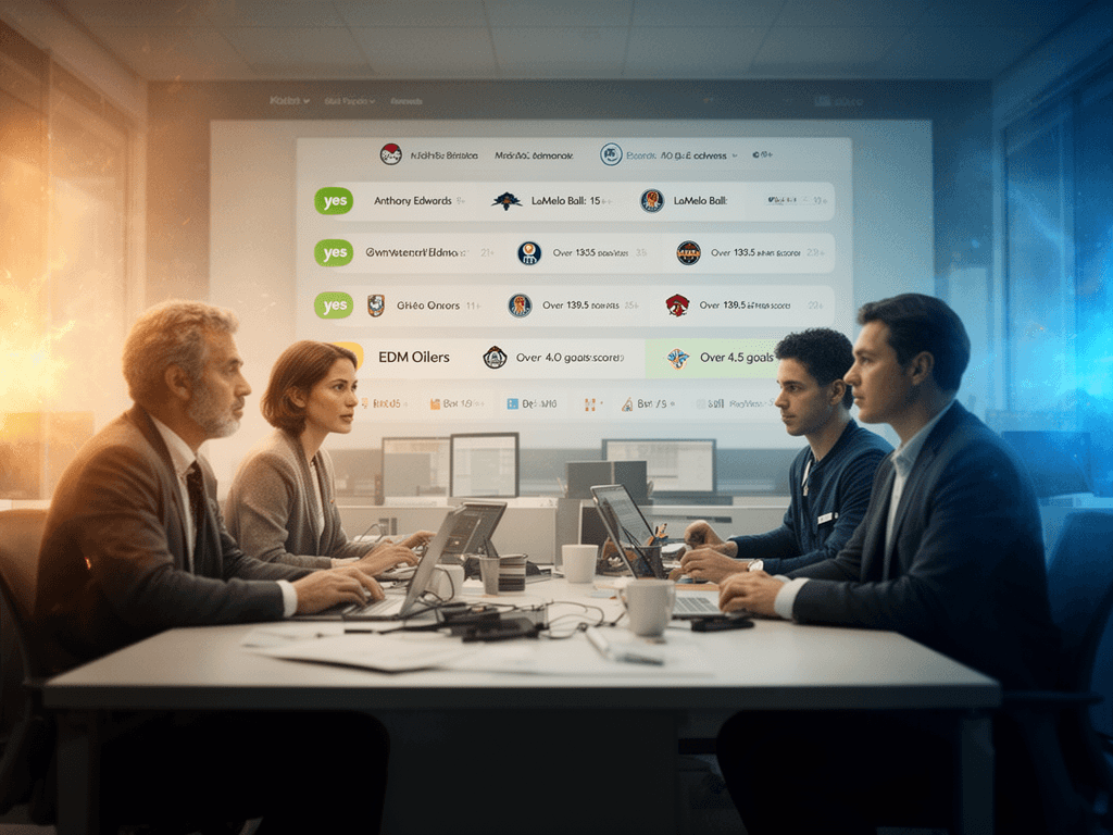 Wie wettet man bei Kalshi auf: yes Anthony Edwards: 20+,yes LaMelo Ball: 15+,yes Over 135.5 points scored,yes Over 139.5 points scored,yes EDM Oilers,yes Over 4.5 goals scored?